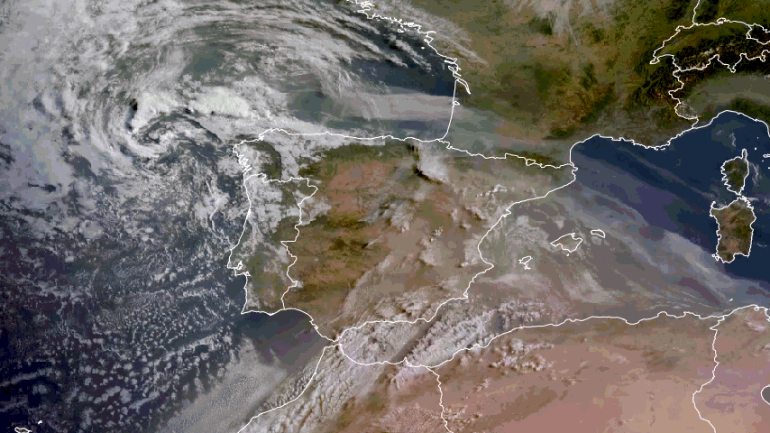 Animación imágenes satélite Meteosat. Humo de incendio