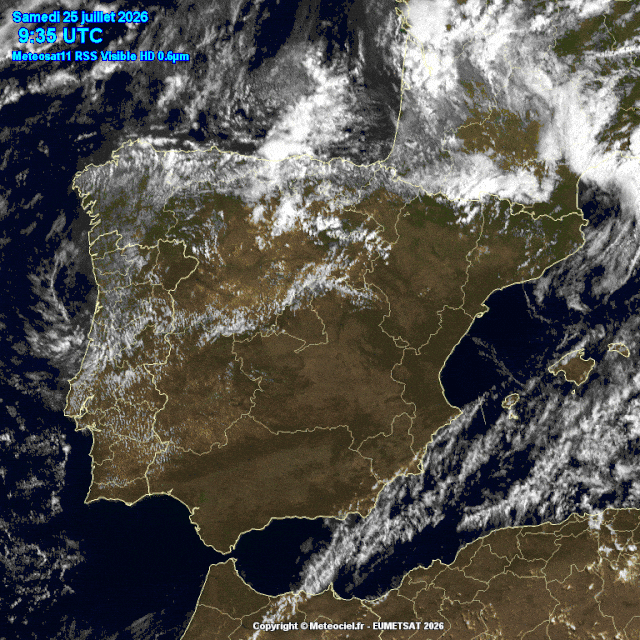 Animación imágenes satélite Meteosat. Línea de inestabilidad con tormentas