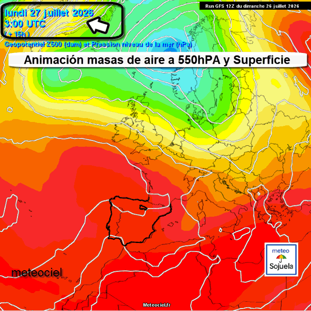 Animación Masas de aire 500hPa y Superficie. Meteosojuela