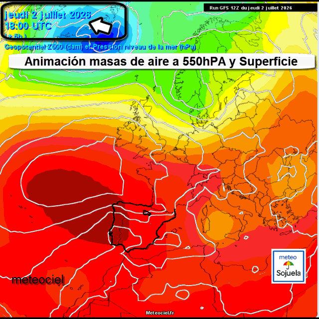 Animación Masas de aire 500hPa y Superficie. Meteosojuela