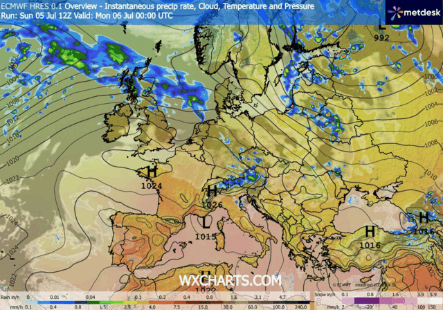 Animación Modelos de Centros de presión y borrascas GFS Europa. Meteosojuela La Rioja