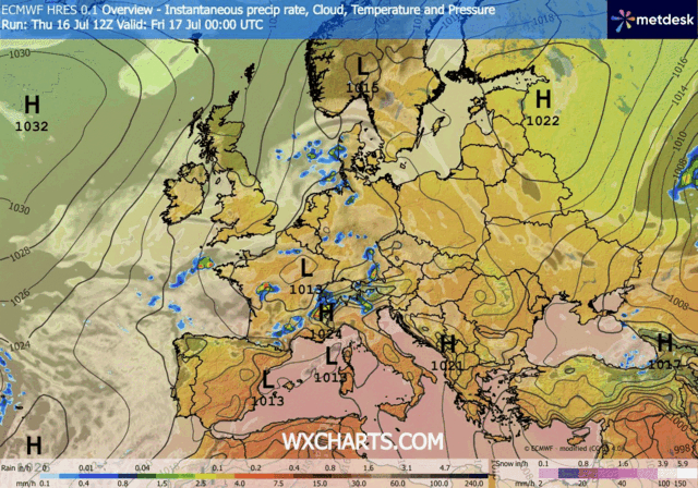 Animación Modelos de Centros de presión y borrascas GFS Europa. Meteosojuela La Rioja