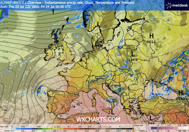 Animación Modelos de Centros de presión y borrascas GFS Europa. Meteosojuela La Rioja
