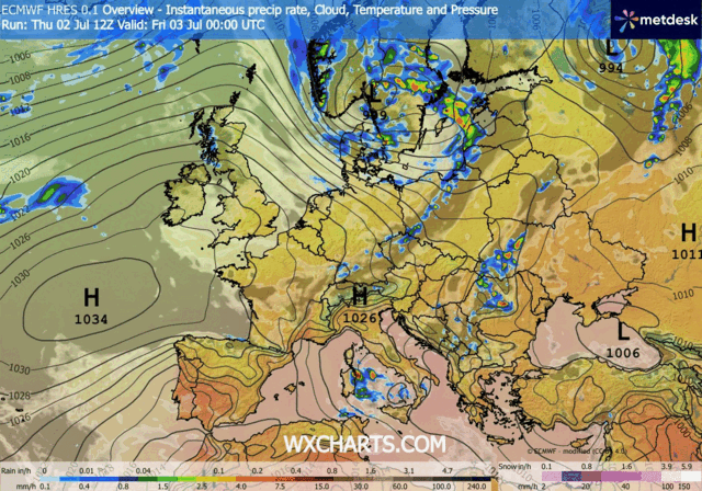 Animación Modelos de Centros de presión y borrascas GFS Europa. Meteosojuela La Rioja