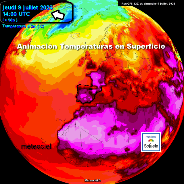 Animación Temperaturas en superficie