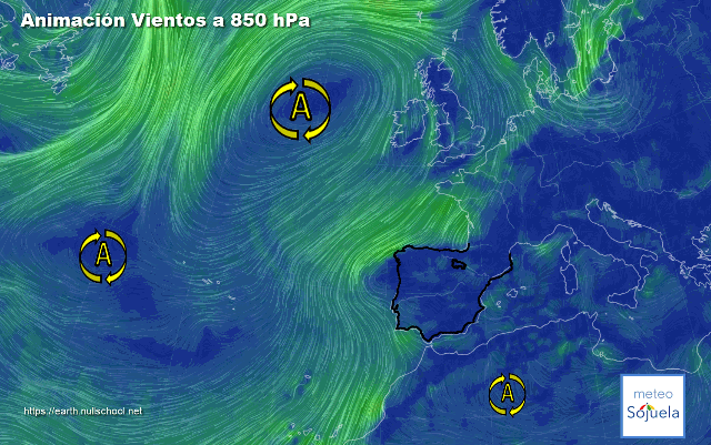 Animación Viento a 850hPa. Anticiclonazo de bloqueo