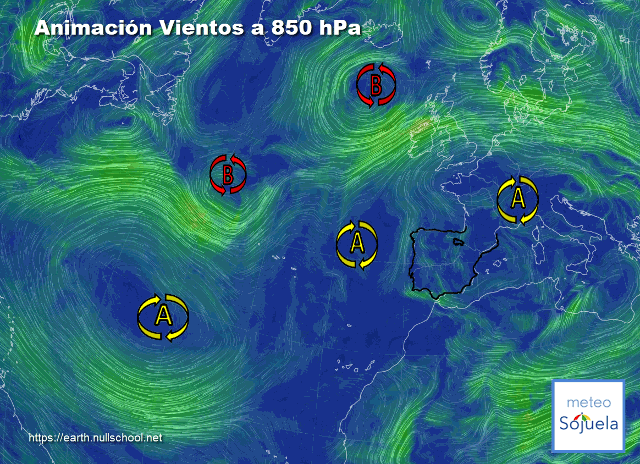 Animación Viento a 850hPa. Anticiclonazo de bloqueo