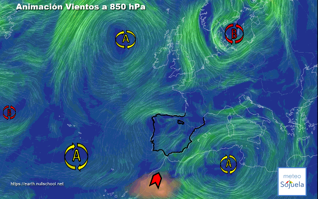 Animación Viento a 850hPa. Anticiclonazo de bloqueo