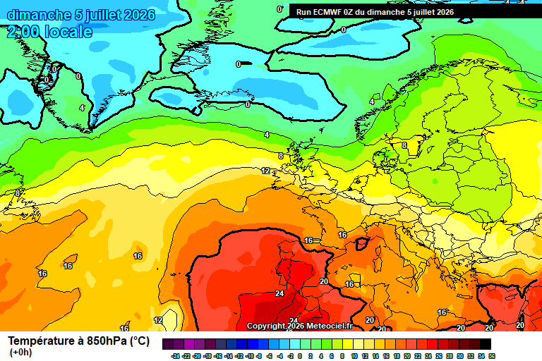 Animación evolución Temperaturas 850 hPa