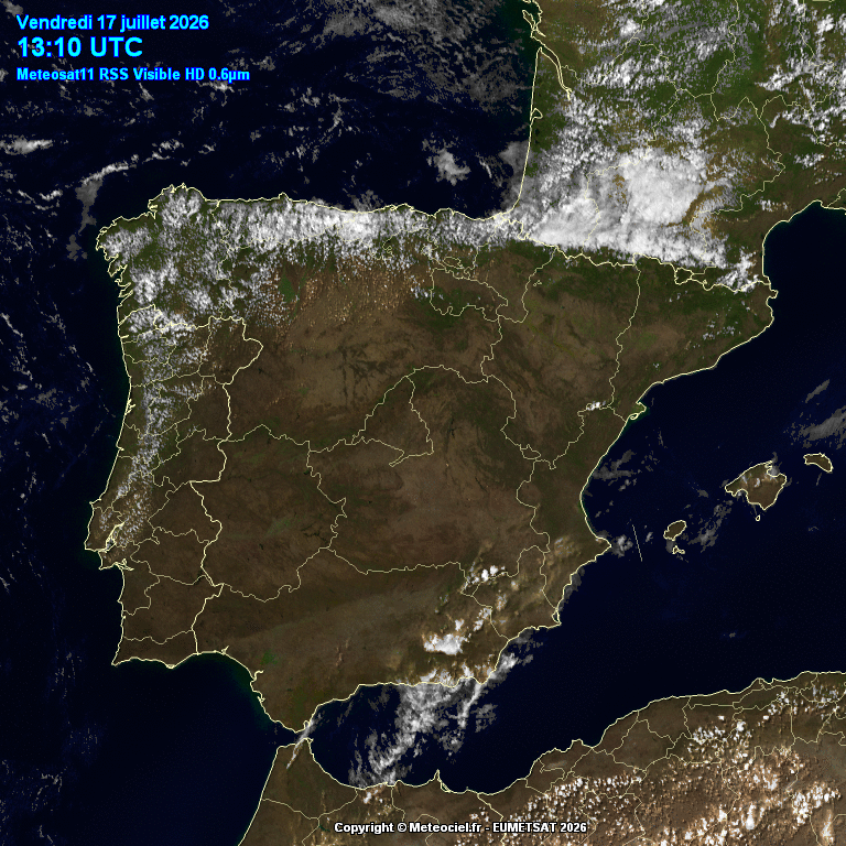 Animación imágenes satélite Meteosat. Cielos poco nubosos