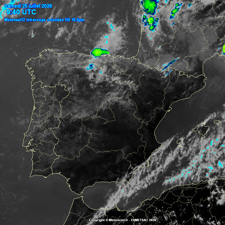 Animación imágenes satélite Meteosat. Línea de inestabilidad con tormentas