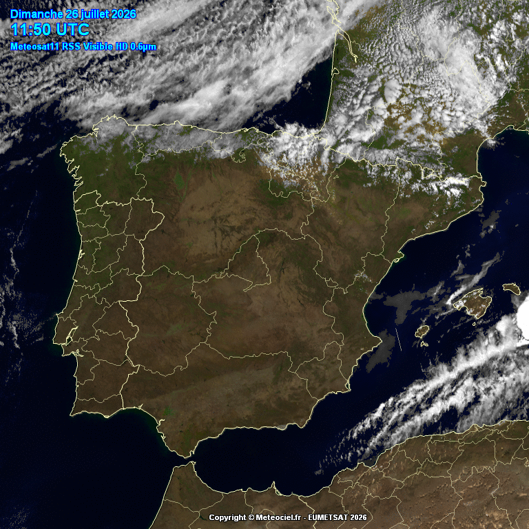 Animación imágenes satélite Meteosat. Nubes bajas con tendencia a despejar