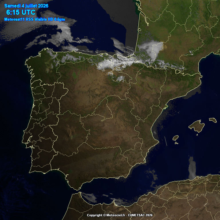 Animación imágenes satélite Meteosat. Nubes bajas matinales hacia cielos despejados