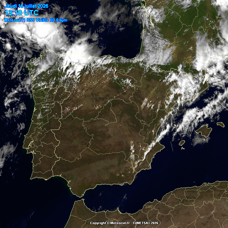 Animación imágenes satélite Meteosat. Nubosidad de evolución