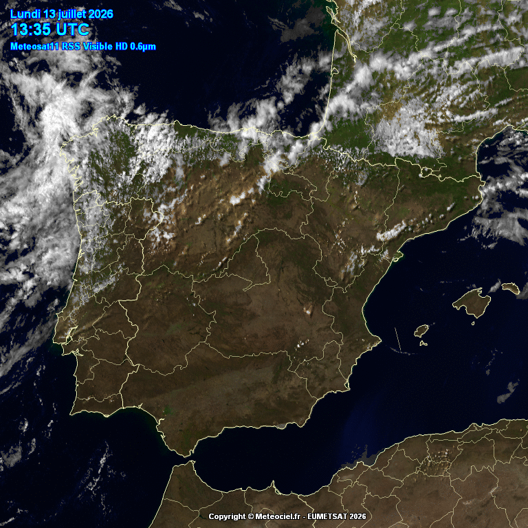 Animación imágenes satélite Meteosat. Nubosidad variable por frentes en frontolisis