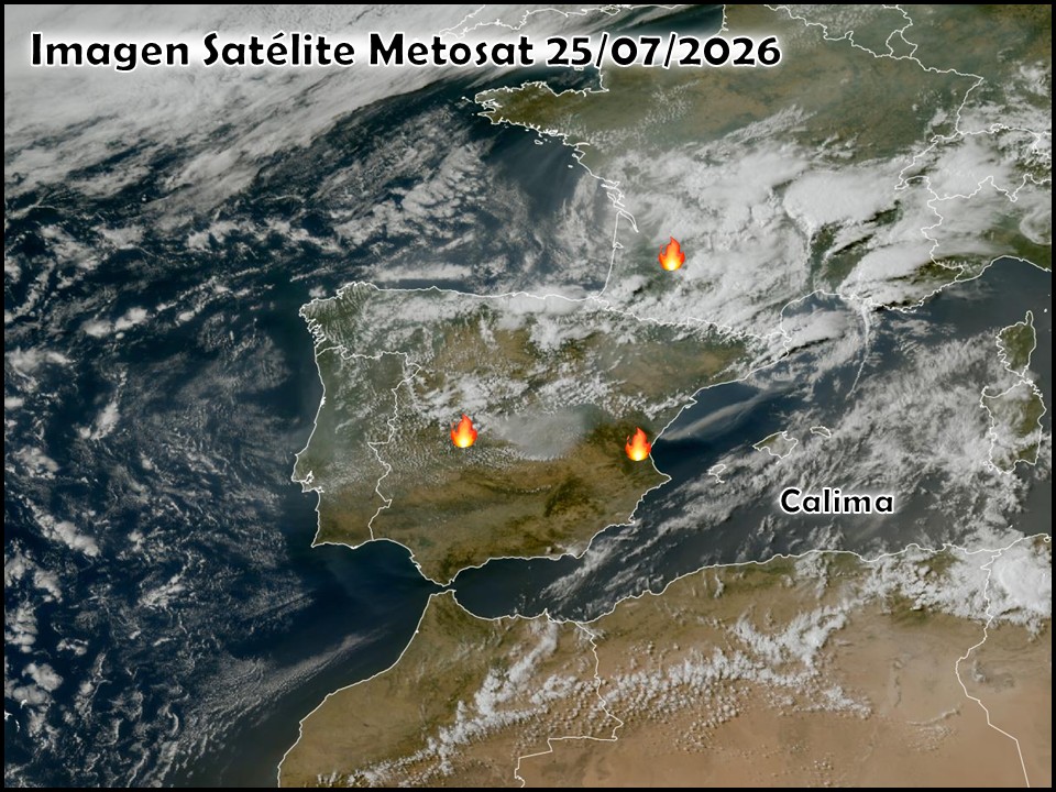 Imágenes satélite Meteosat. Nubosidad variable y humo de los incendios