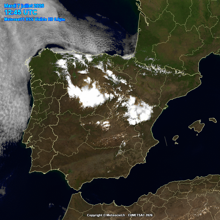 Animación imágenes satélite Meteosat. Tormentas de tarde