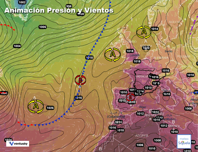 Animación presión y viento, Altas presiones de bloqueo