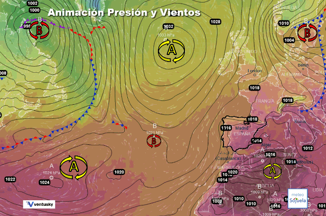 Animación presión y viento, Altas presiones de bloqueo