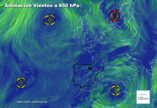 Animación presión y viento, Altas presiones de bloqueo.
