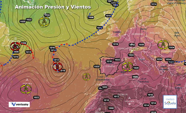 Animación presión y viento, Altas `presiones de bloqueo