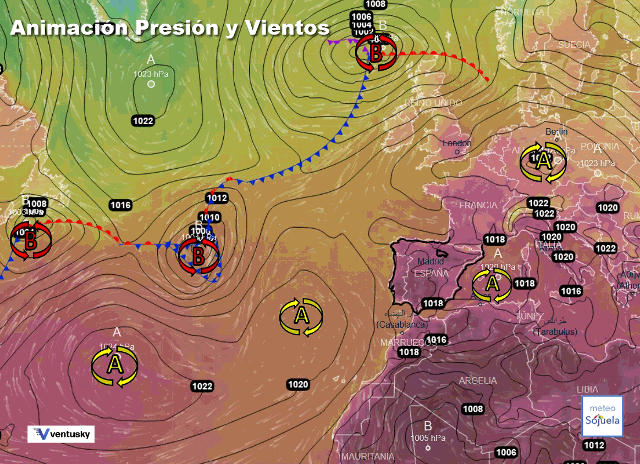 Animación presión y viento, Anticiclonazo de bloqueo