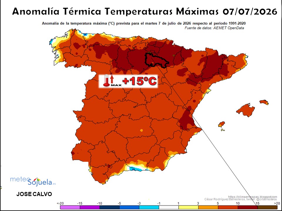 Anomalía Térmica Temperaturas Máximas 0707