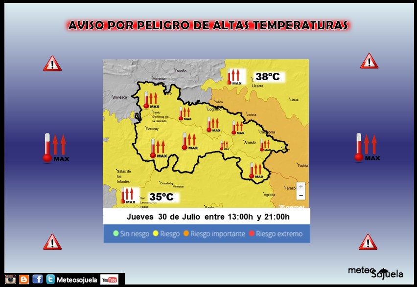 Aviso Amarillo por Altas Temperaturas 30 AEMET
