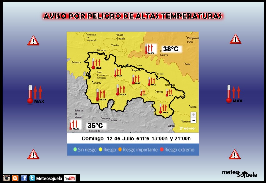 Aviso Amarillo por Altas Temperaturas AEMET 12