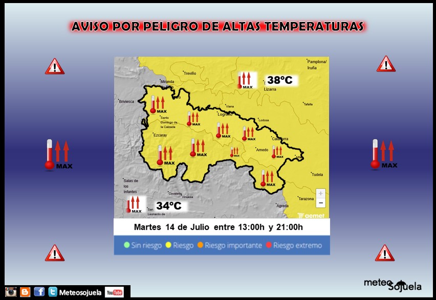 Aviso Amarillo por Altas Temperaturas La Rioja AEMET 14