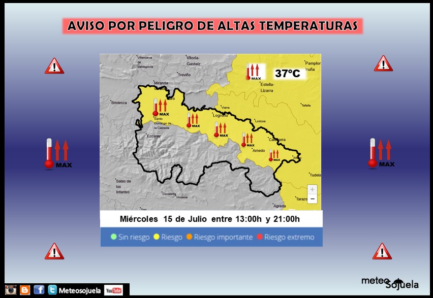 Aviso Amarillo por Altas Temperaturas en la Ribera AEMET 15