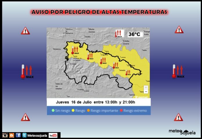 Aviso Amarillo por Altas Temperaturas en la Ribera AEMET 16 Aviso Amarillo por Altas Temperaturas en la Ribera AEMET 16