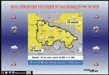 Aviso Amarillo por Lluvias y Tormentas . Sábado 25 de Julio Aviso Amarillo por Lluvias y Tormentas