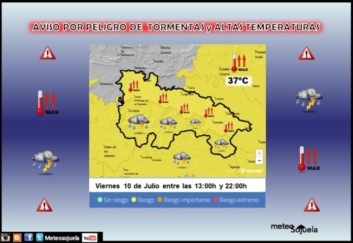Aviso Amarillo por Tormentas y Altas Temperaturas AEMET 10