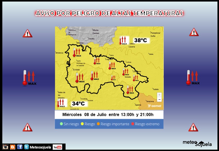 Aviso Amarillos por Altas Temperaturas AEMET 08