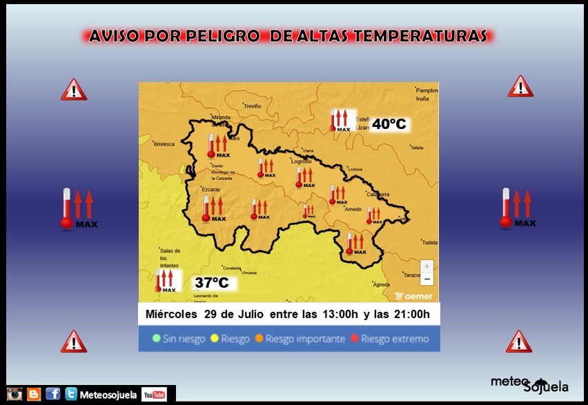 Avisos Naranjas por Altas Temperaturas AEMET 14