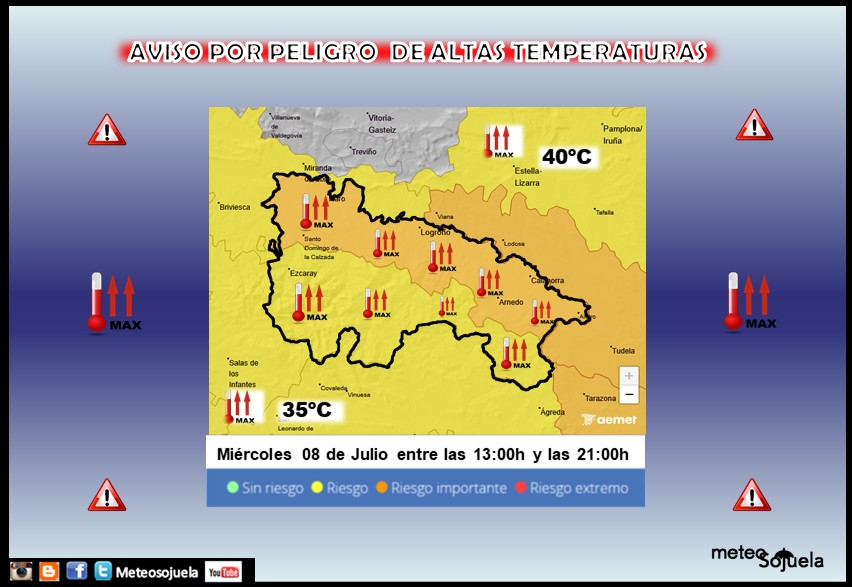 Avisos Naranjas y Amarillos por Altas Temperaturas AEMET 08