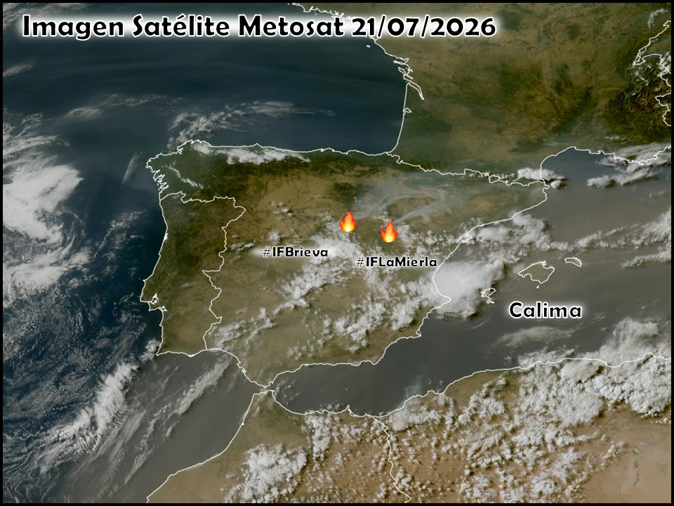Imagen de satélite. Incendios y calima
