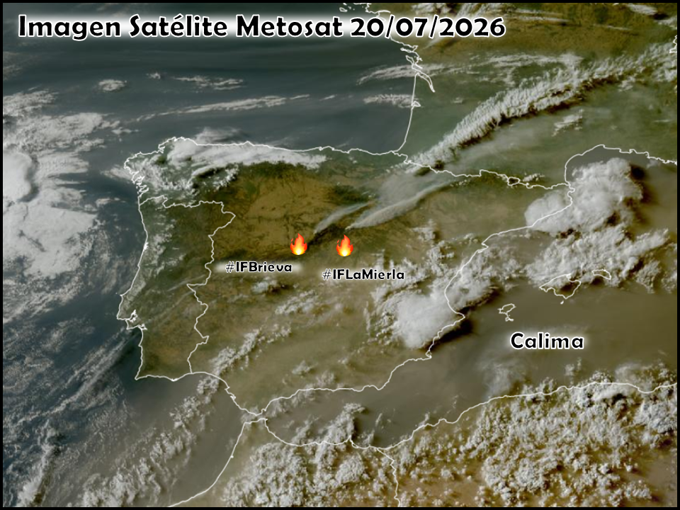 Imagen de satélite. Incendios y calima