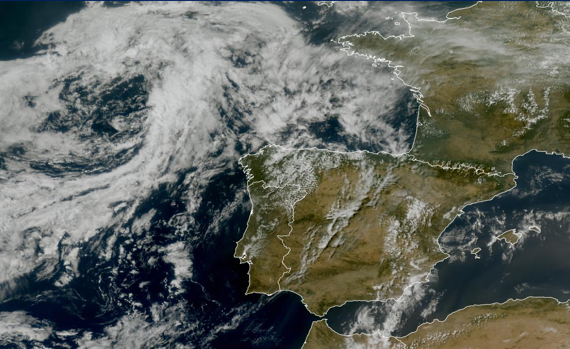 Imagen de satélite. Nubosidad variable y baja en el Atlántico