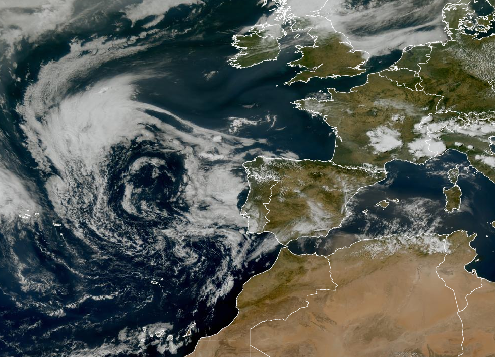 Imagen de satélite. Nubosidad variable y baja en el Atlántico