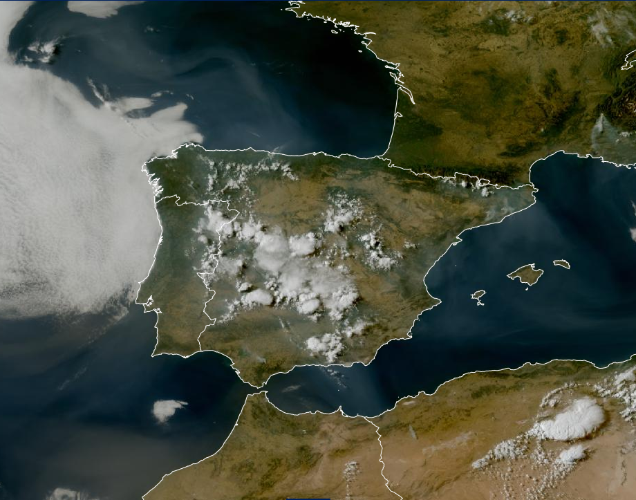Imagen de satélite. Tormentas de tarde
