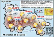 El tiempo de hoy en La Rioja. 08/07/2026. Repetimos! Mucho calor y tormentas Mapa del tiempo en La Rioja. Meteosojuela