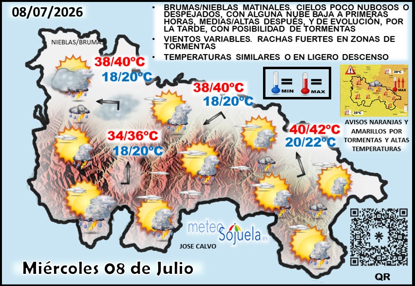 Mapa del tiempo en La Rioja. Meteosojuela