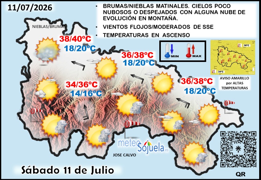 Mapa del tiempo en La Rioja. Meteosojuela