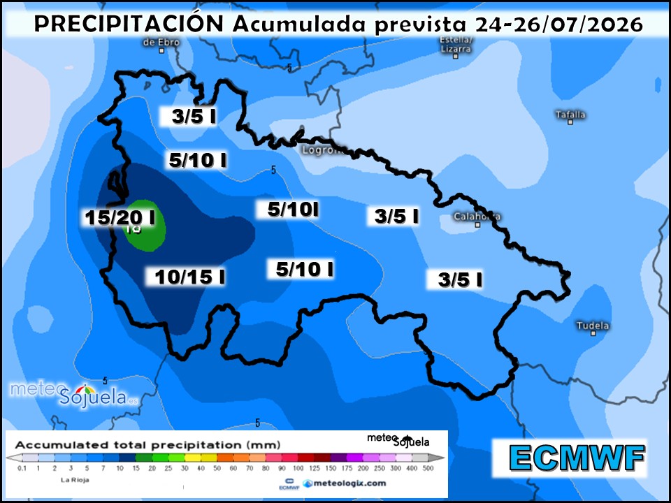 Precipitación Acumulada según ECMWF Meteosojuela La Rioja
