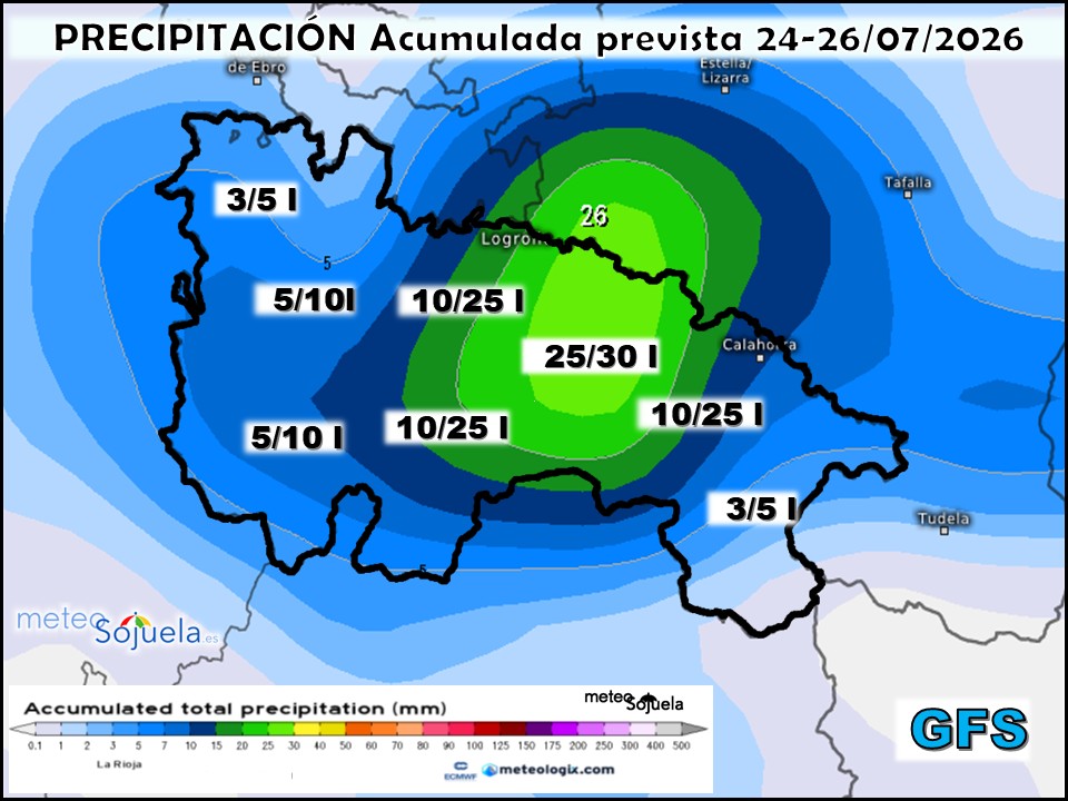 Precipitación Acumulada según GFS Meteosojuela La Rioja