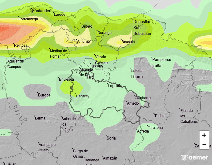 Probabilidad de precipitación según AEMET 19