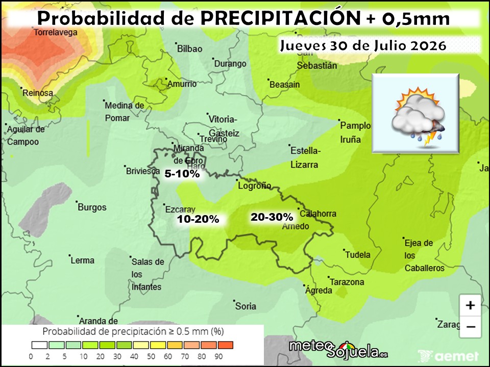 Probabilidad de precipitación según AEMET