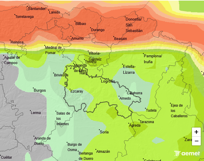 Probabilidad de precipitación según AEMET 31